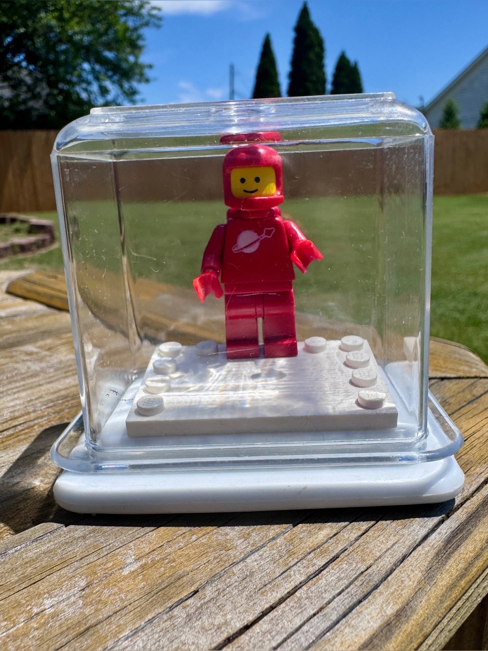 Vintage Lego Classic Red Spaceman Minifigure in case.